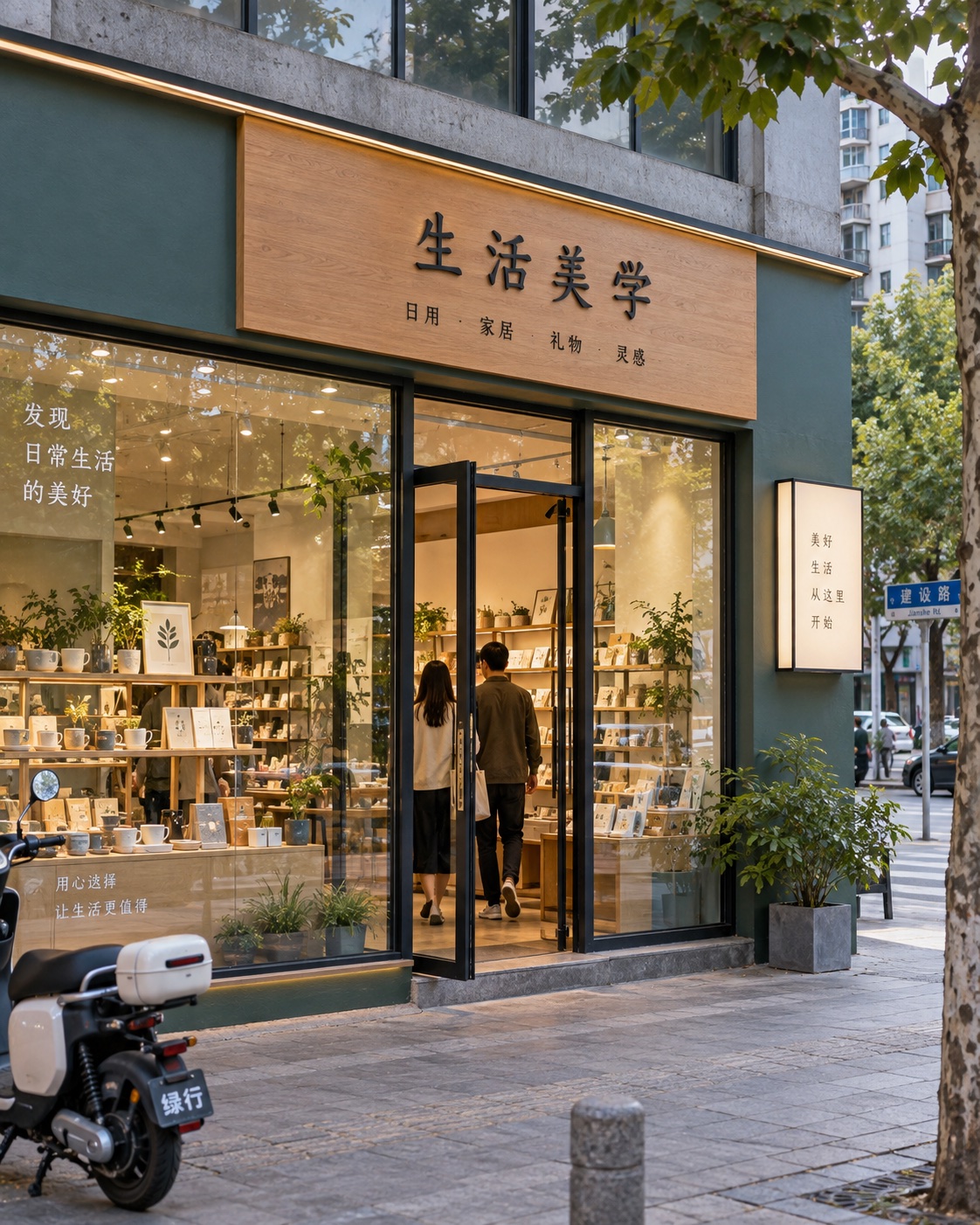 Street-facing retail store in a Chinese city